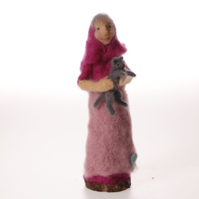 Påskkärring med grå katt *SÅLD